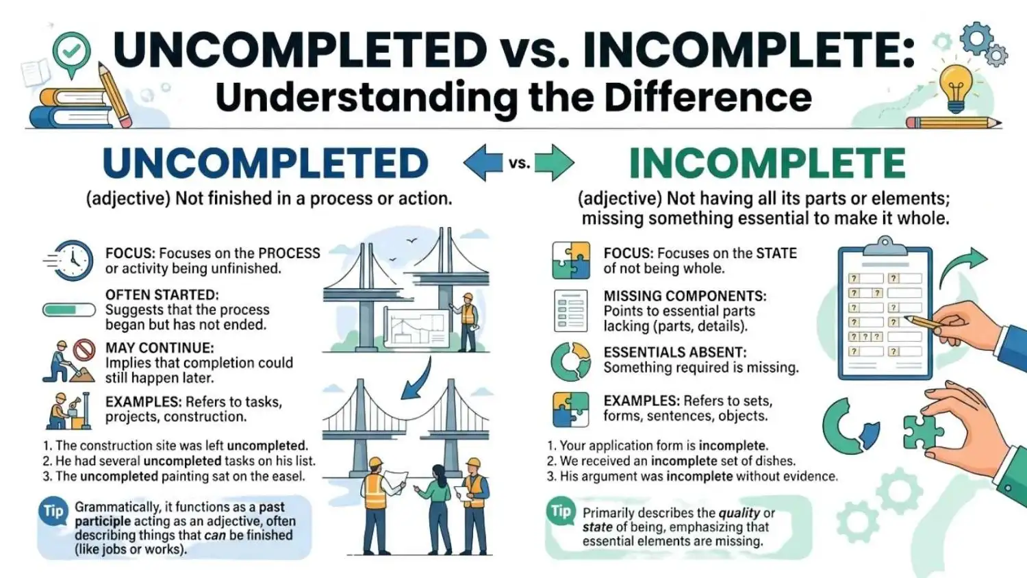 Uncompleted vs Incomplete