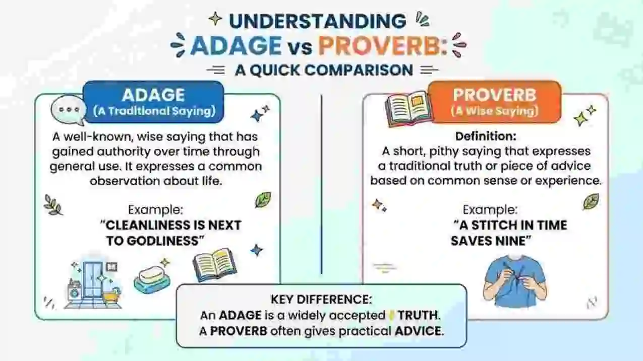 Commonality Example Adage vs Proverb: Difference, Meaning and Examples