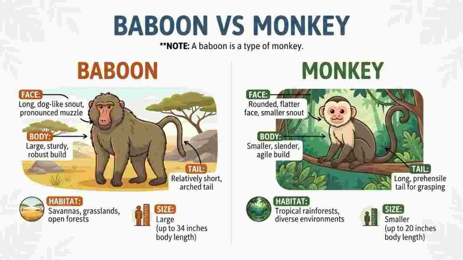 Baboon vs Monkey