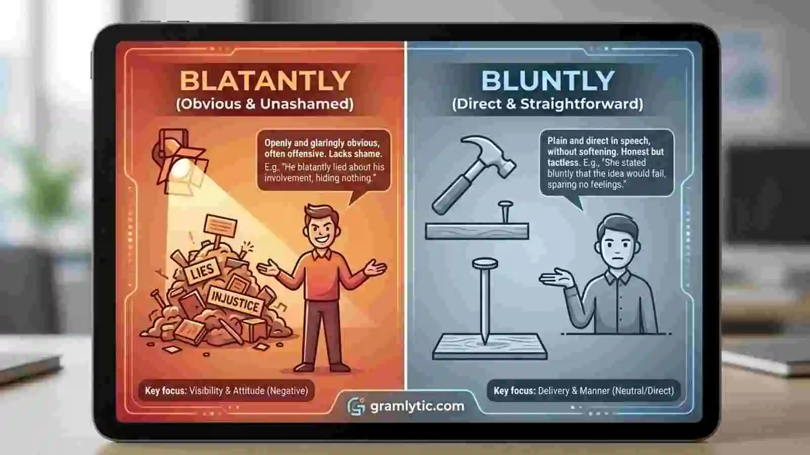 Blatantly vs Bluntly