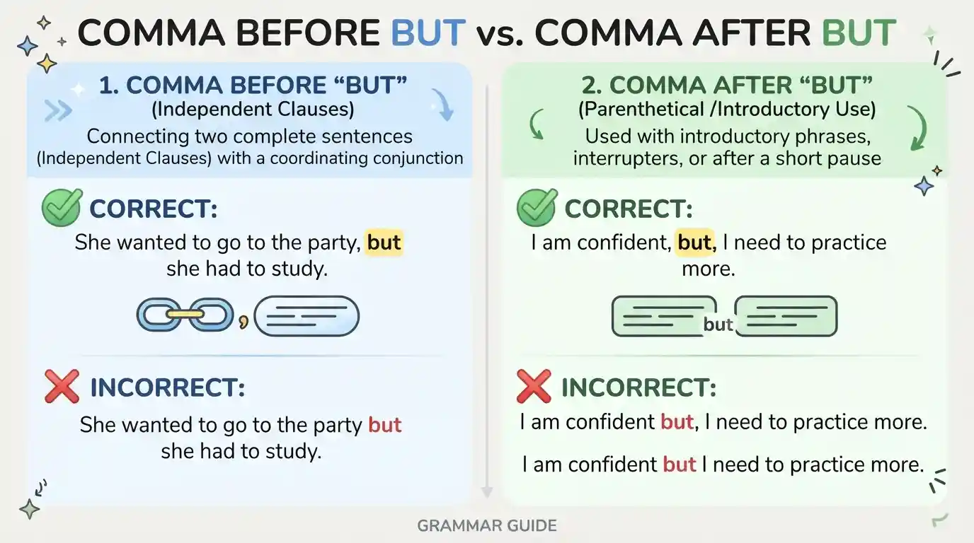 comma-before-or-after-but